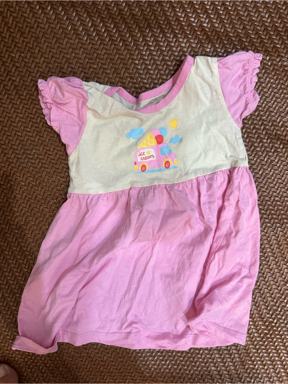 Pink Kids Short-Sleeve Dress with Ice Cream Graphic